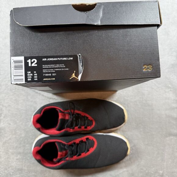 Size 12 - Air Jordan Future Low Black Red Basketball Sport Athlete Workout - Picture 8 of 9